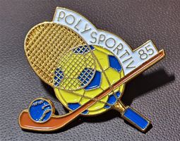 Q071 - Pin Poly Sportiv 1985 Landhockey Tennis Fussball