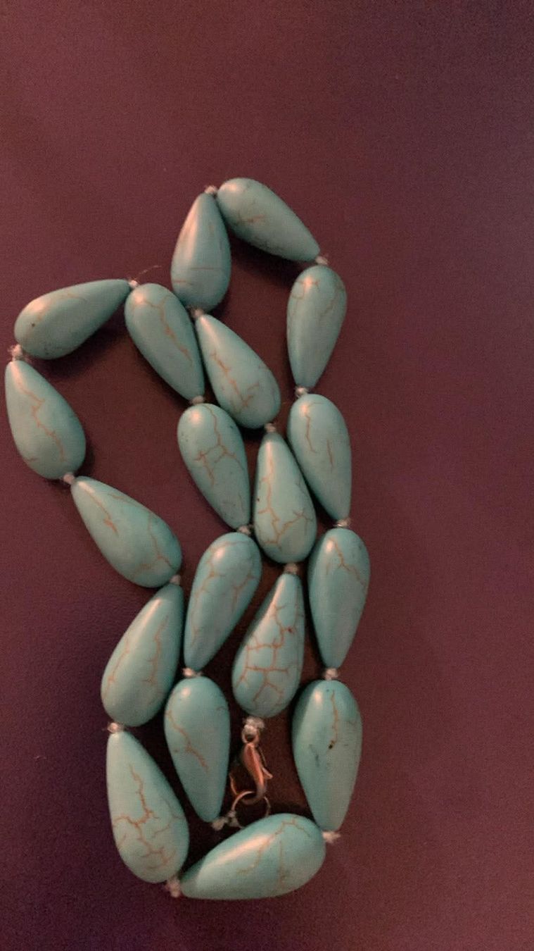 Catenine: Türkiskette turquoise kette Lang Tropfenform – Usato da Bern venduto da waves0 1