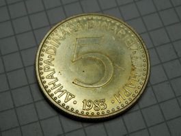 Jugoslawien 5 Dinar, 1983