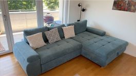 Ecksofa Carryhome Stoff blau mit Bettfunktion