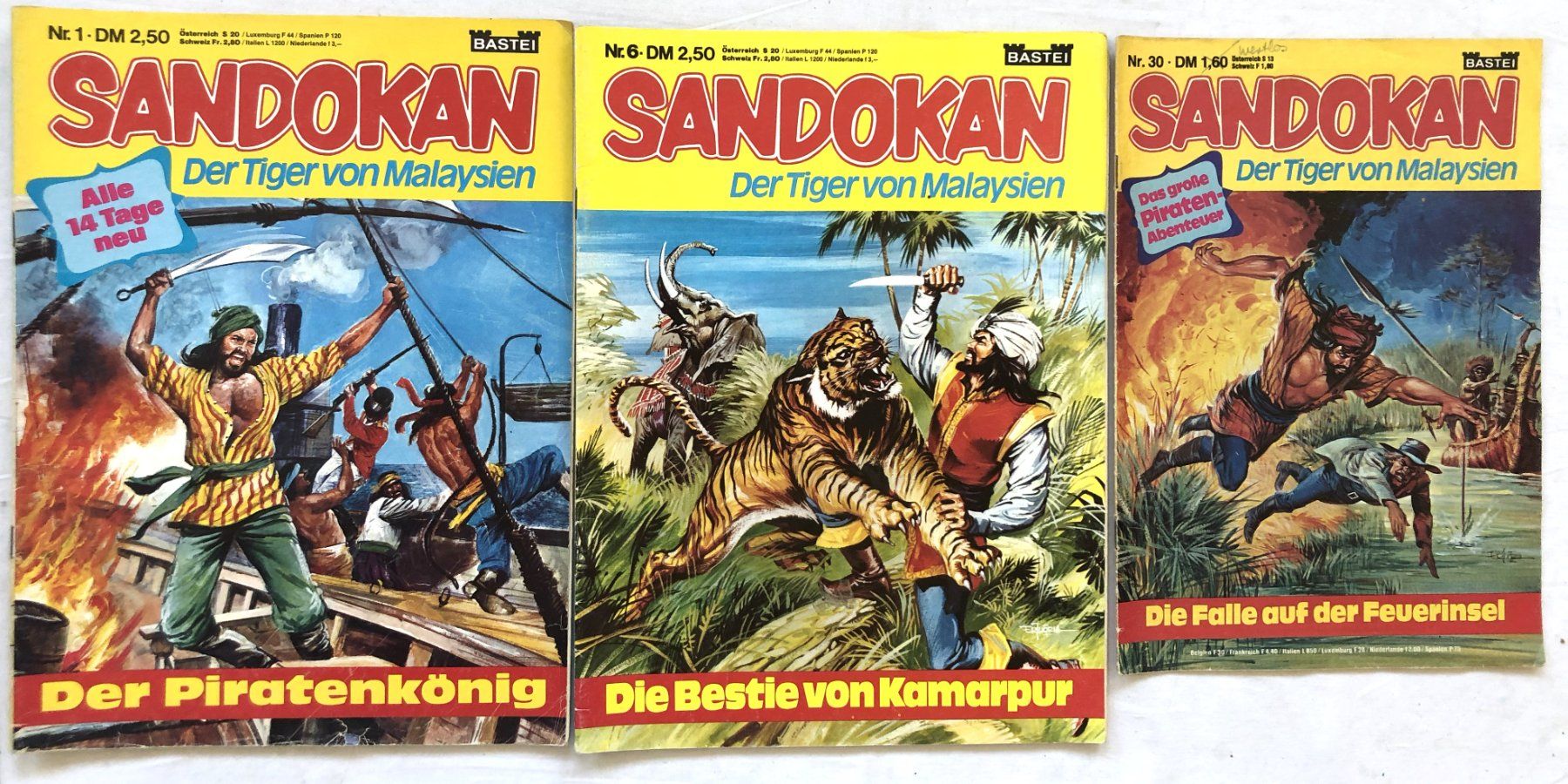 Fumetti: 3x Bastei Hefte - SANDOKAN - Nr.1/6/30 – Usato da Schaffhausen venduto da durruti