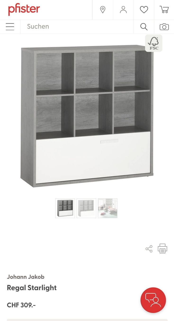 Pfister Mobili TV: Modernes Regal Starlight mit Schublade, grau/weiss – Usato da Langenthal venduto da SecondChanceShop