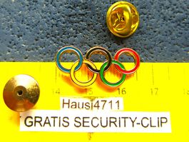 OLYMPIA 5RINGE LOGO SCHMUCK-PIN CUTOUT GOLDIG mSECURITY-CLIP