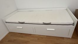 IKEA Einzelbett 90×200 mit Stauraum-Schubladen, weiss