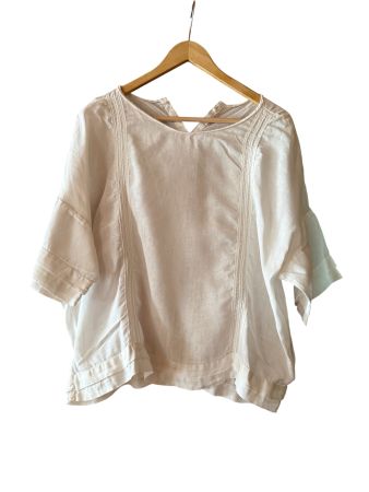 Damen Bluse weiss Leinen Grösse M