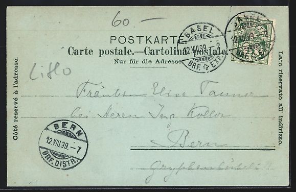 Ansichtskarten: Mondschein-Lithographie Basel, Teilansic – Gebraucht aus Berlin von bartko-reher 1