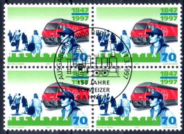 150 JAHRE SCHWEIZER BAHNEN 4ERBLOCK AUSGABETAG - HE57