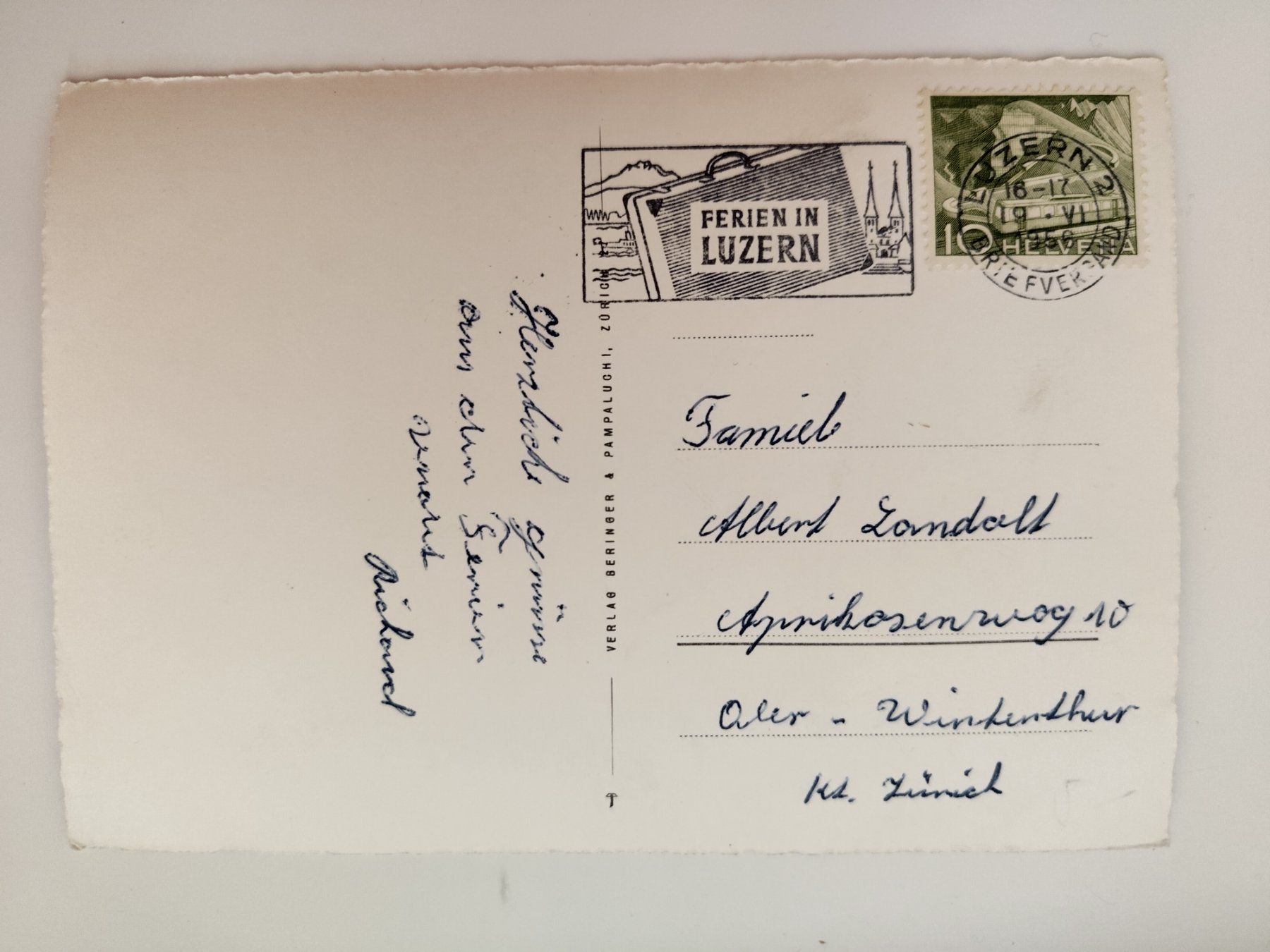 Cartoline postali: Löwendenkmal etc, von Luzern, dat. 1956 – Usato da Ohmstal venduto da Lebensfreude05 1