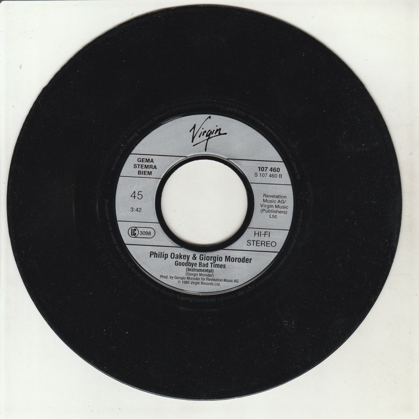 Dischi in vinile: Philip Oakey & Giorgio Moroder - Good-bye bad 7" Vinyl 1985 – Usato da Tübach venduto da JamesStone 3