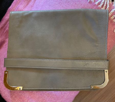 Graue Leder Clutch / Ipad Grösse