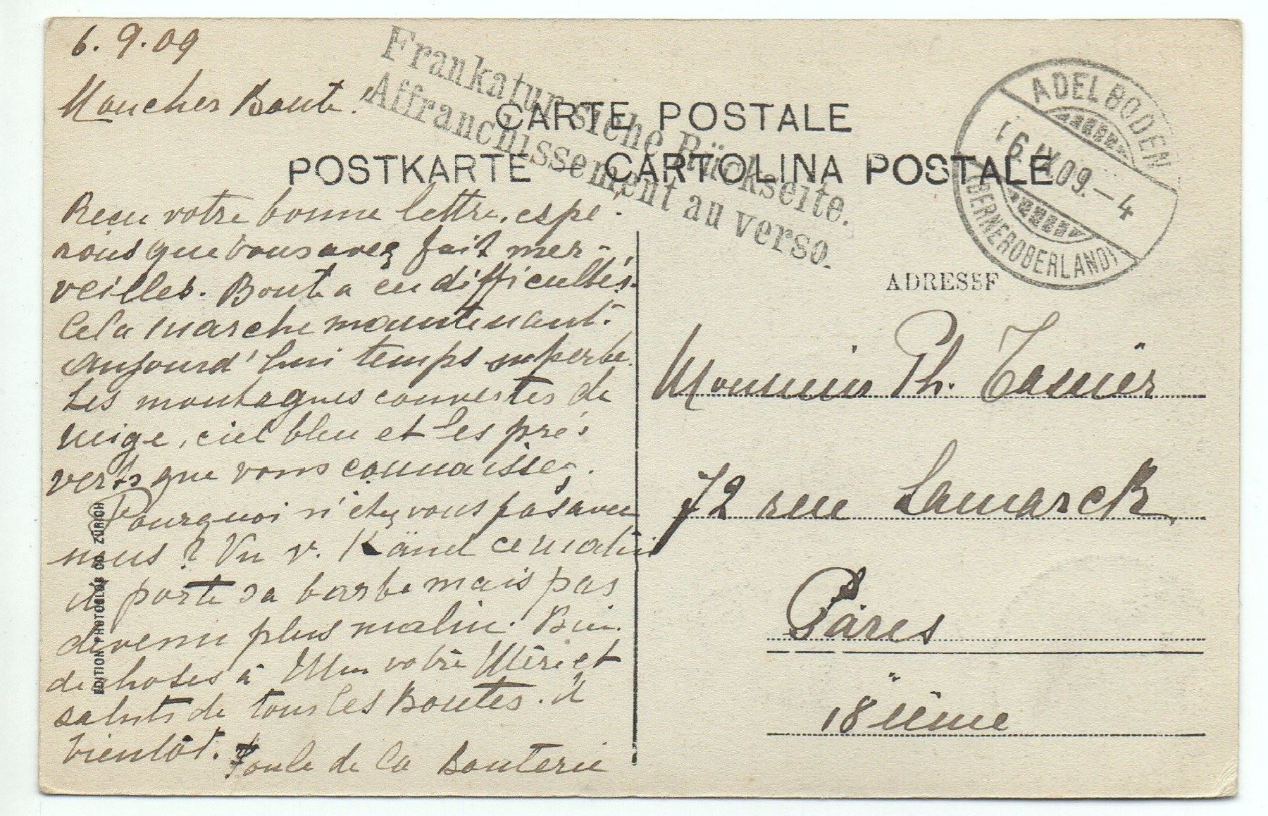 Cartoline postali: ADELBODEN Pension Schlegeli – Usato da Jona venduto da philajona 1