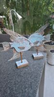 Dekofiguren Fische 2er Set Shabby Chic blaugrün Holz