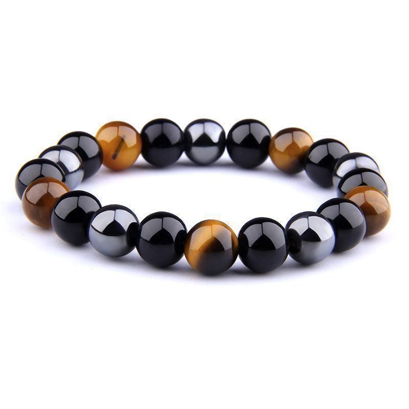 Bracciali & Braccialetti: 10mm Armband Obsidian,Hematit, Tigerauge – Nuovo (secondo la descrizione) da Visp venduto da steinschmuckwelt