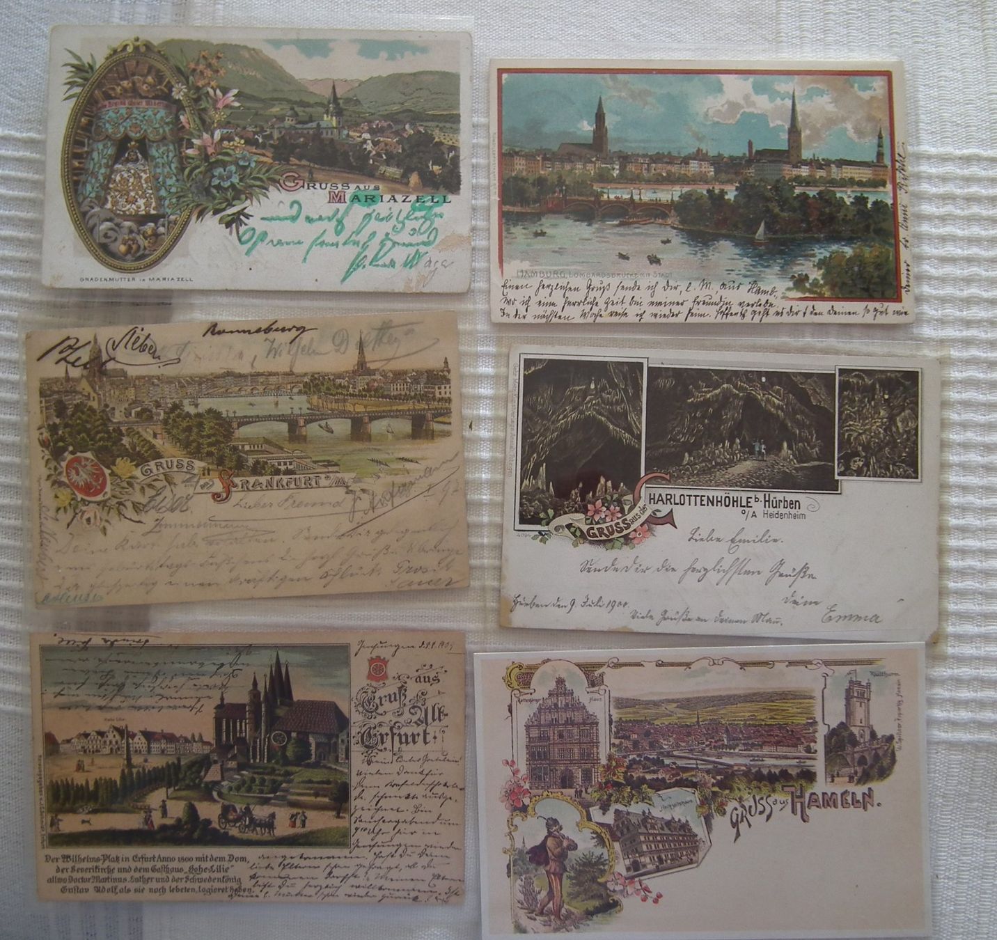 Ansichtskarten: Alte Ansichtskarten "Grüsse aus..."  fünf schöne Lithos – Gebraucht aus Kriens von