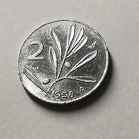 Absolute Rarität, Italien, 2 Lire, 1958 , nur 125'000 Stk
