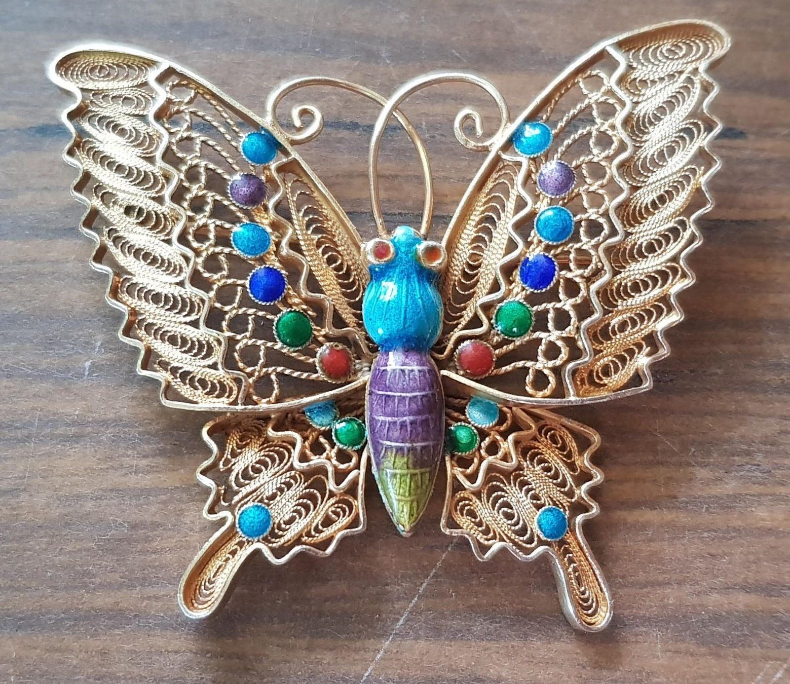 Spille & Fermagli: Brosche Schmetterling Silber vergoldet – Usato da Mörschwil venduto da wunderkiste44 4