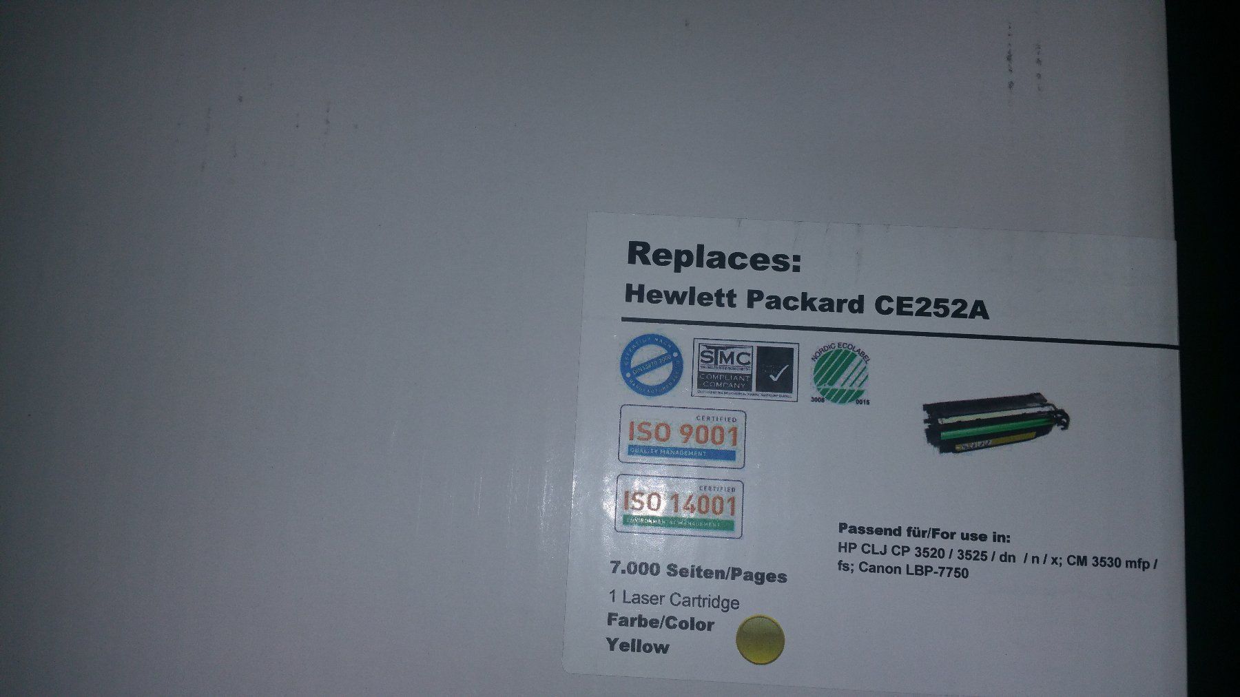 Hewlett Packard Cartucce per stampanti & toner: HP CE252A Yellow – Nuovo e nell'imballaggio originale da Ecublens VD venduto da Netfinity