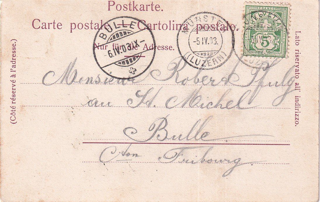 Cartoline postali: Münster   LU      um 1903 – Usato da Brig venduto da Valcards54 1