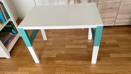 Kindertisch weiss türkis Holz gebraucht