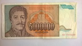 Billet banque Ex-Yougoslavie 5.000.000 Dinars 1993 TBE +