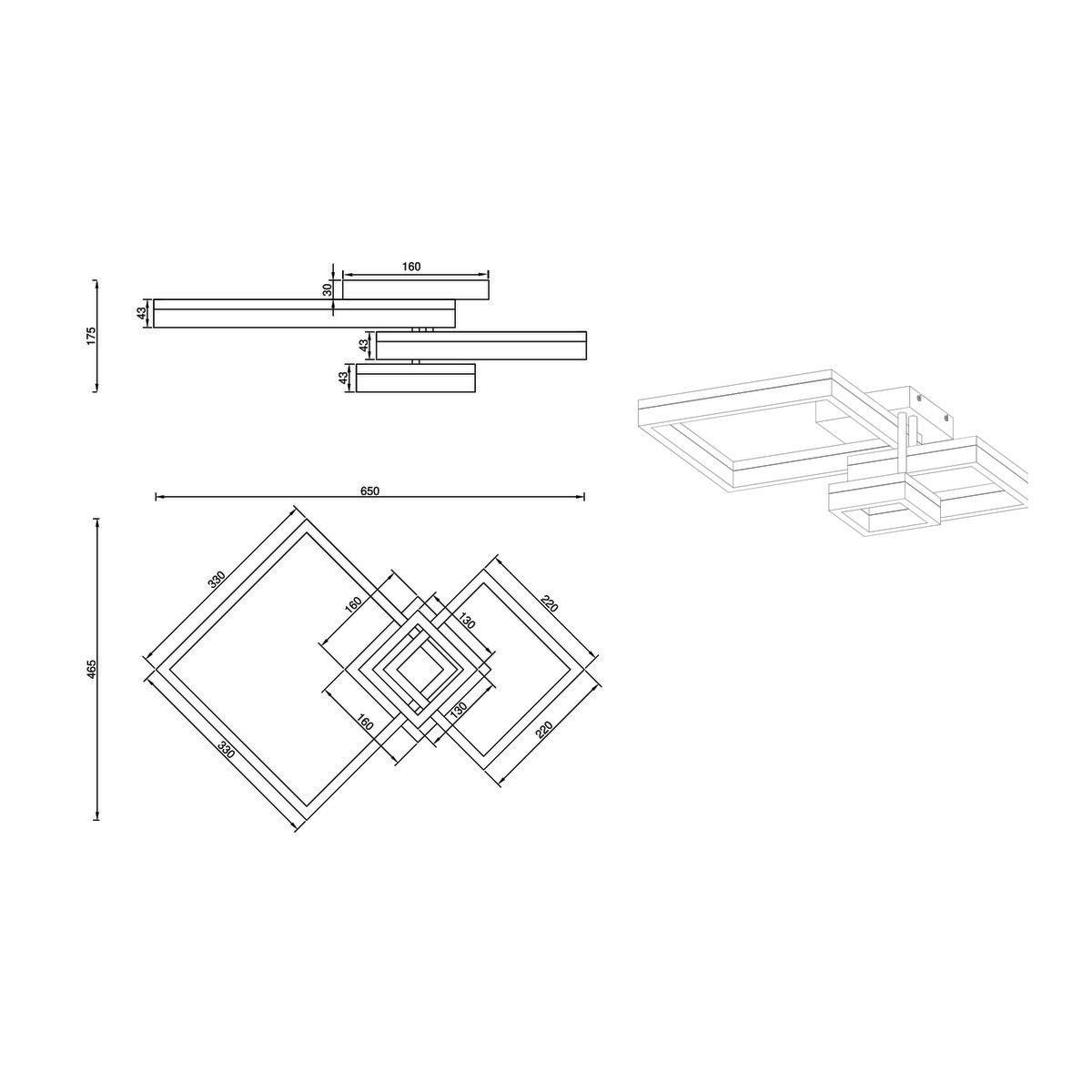Kronleuchter & Deckenlampen: LED Deckenleuchte, Schwarz, 65 cm x 47 – Neu (gemäss Beschreibung) aus Kreuzlingen von Smart-Light 4