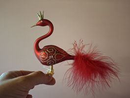 neu: Weihnachtsbaumschmuck Schwan aus Glas rot