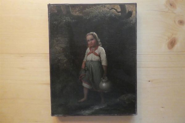 Dipinti: Gemälde - Mädchen mit Krug am Bächlein mit Rahmen – Nuovo (secondo la descrizione) da Zürich venduto da ursinas-shop 5