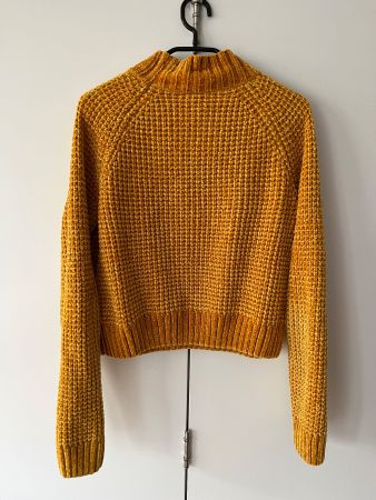 H&M Pullover senfgelb M Samt Turtleneck