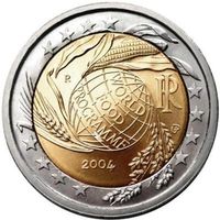 Pièce 2 Euro Italie 2004 World Food Programme état usé