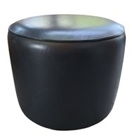 Molteni & C. - Pouf cilindrico in pelle nera