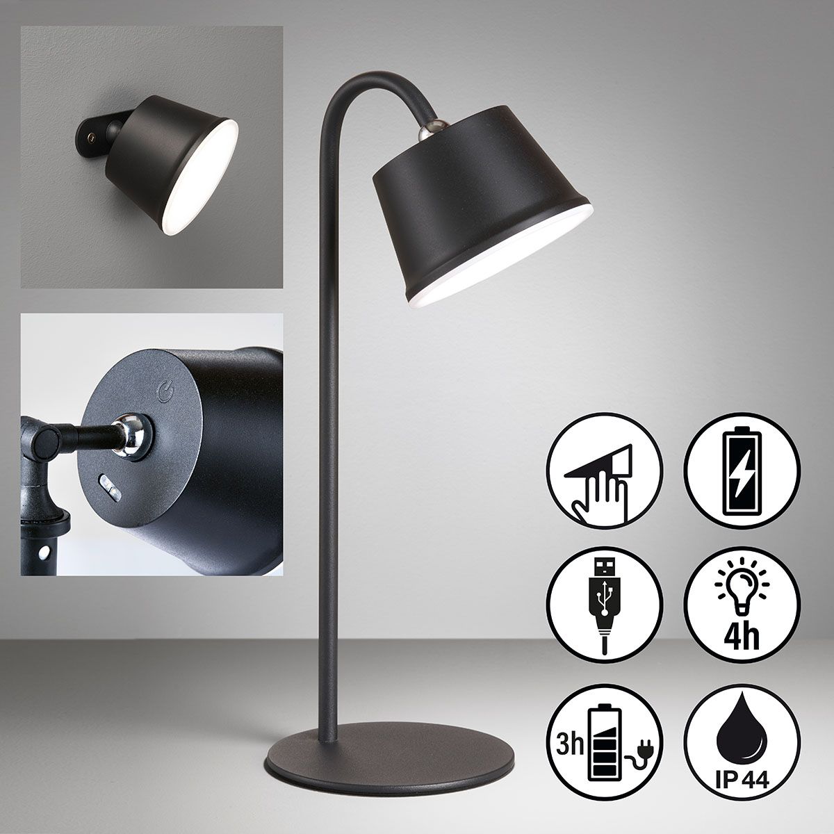 Lampade: LED Tischleuchte, Schwarz, 34 cm Höhe – Nuovo (secondo la descrizione) da Kreuzlingen venduto da Smart-Light