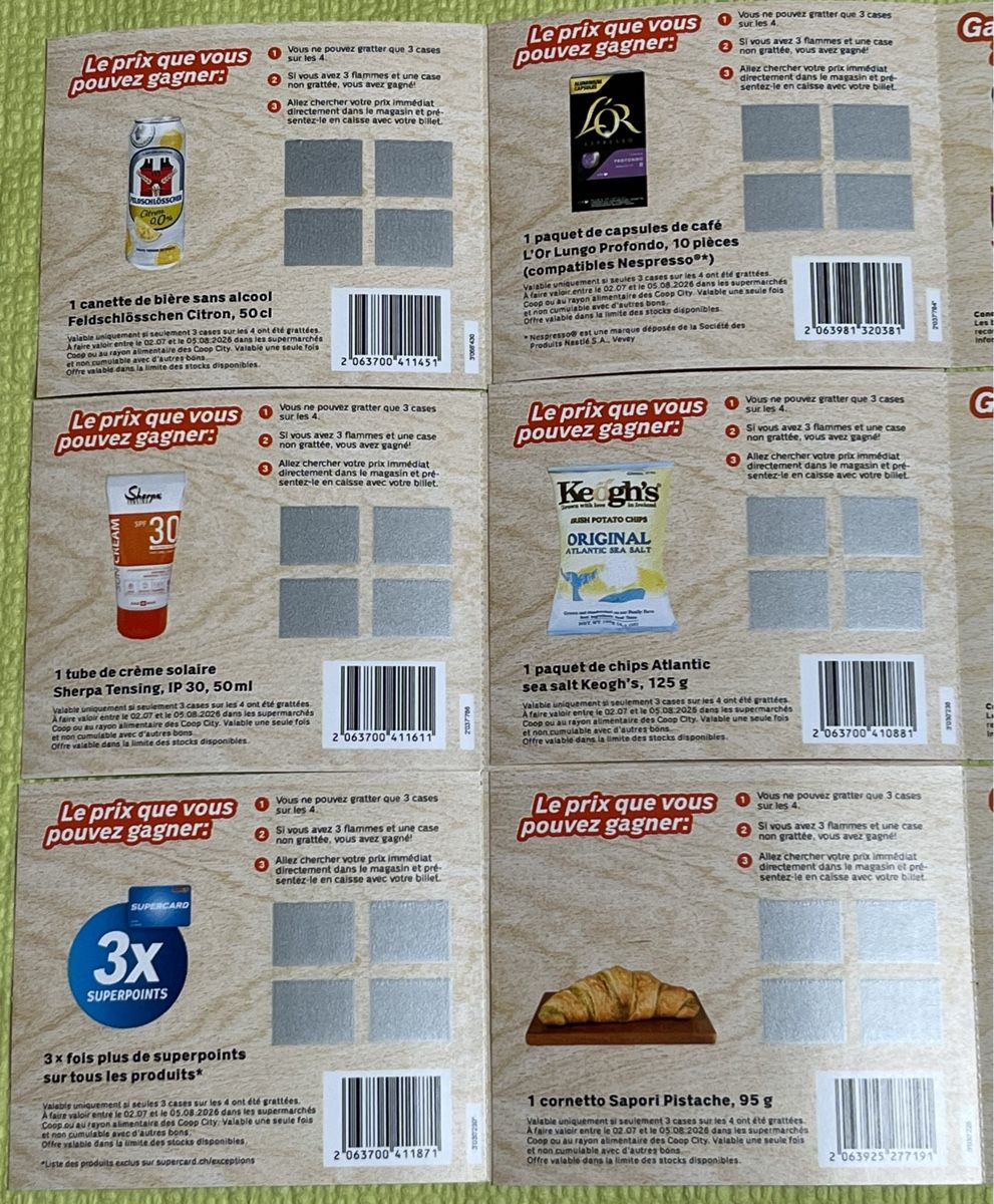 Coop Timbres & points: 6 billets à gratter Coop Grill-Win neufs – Neuf avec emballage d'origine à La Tour-de-Peilz par Pansy02 1