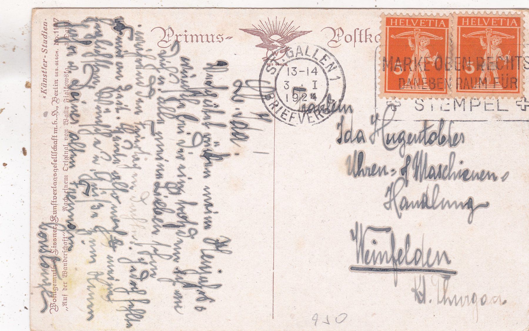 Cartoline postali: Kitsch Kinder Hund Neujahr 1924 – Usato da Herisau venduto da Lisegrat2008 1