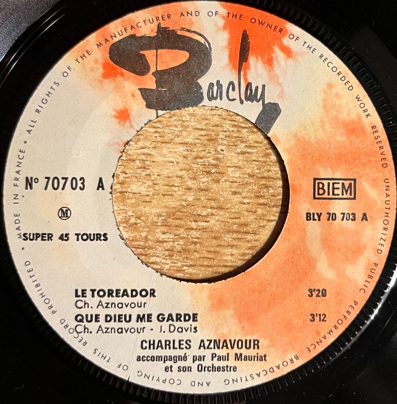 Vinyles: CHARLES AZNAVOUR - LE TORÉADOR – D'occasion à Bussigny par vinyl-pas-cher 2