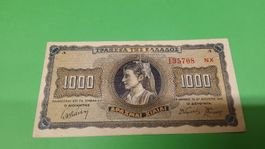 Griechische 1000 Drachmen Banknote, Jahrgang 1942, Top