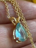 Luxus Elegante Zirkonia Kette Farbe : Gold / Hellblau