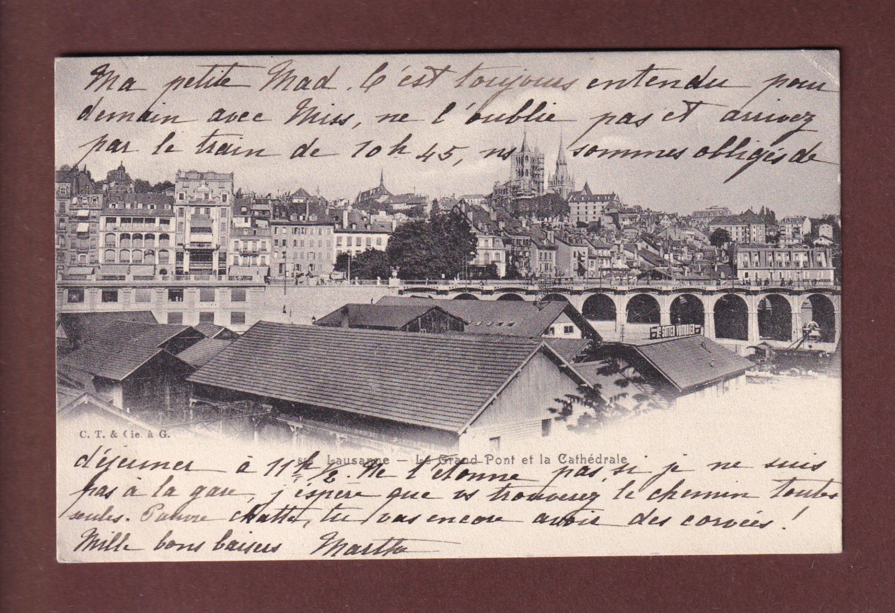 Ansichtskarten: LAUSANNE - Flon et Grand Pont - 1904 – Gebraucht aus Pully von nicecards-shop