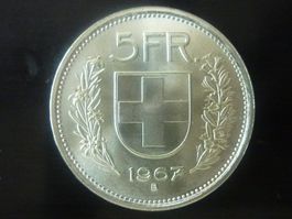 5 Fr. 1967  Unz. / Stgl.  -  Ungereinigt  -