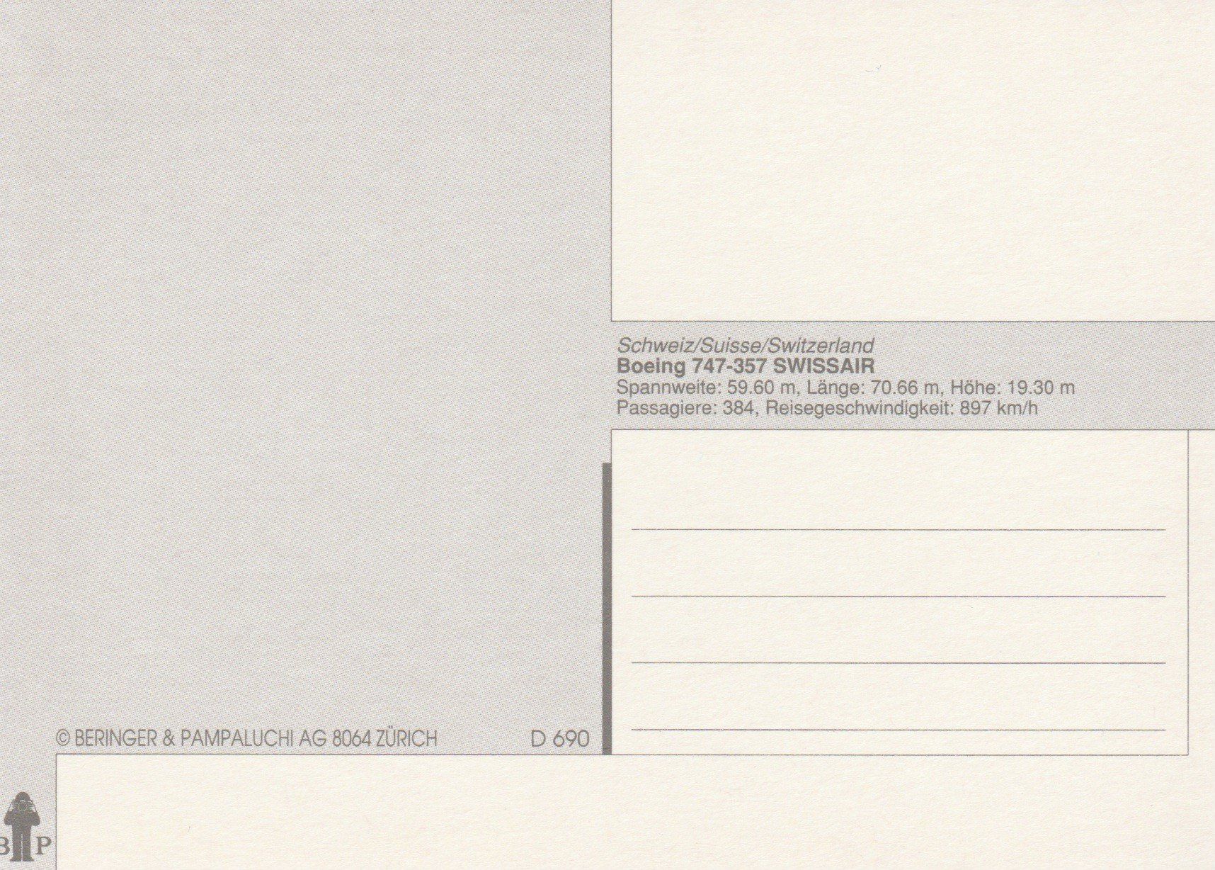 Cartoline postali: Swissair Boeing 747-357 - ungelaufene Ansichtskarte – Nuovo (secondo la descrizione) da Eglisau venduto da vomdings 1