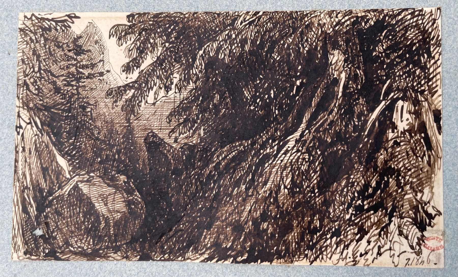 Dipinti: Alexandre CALAME plume 1846 – Usato da Biel/Bienne venduto da Galaq