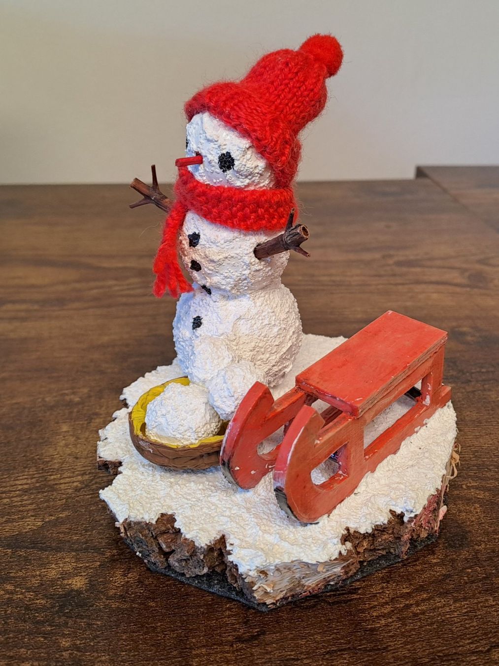 Tutte le decorazioni: Winterlicher Schneemann mit Schlitten, Handarbeit – Usato da Bertschikon Gossau venduto da Singeruwe