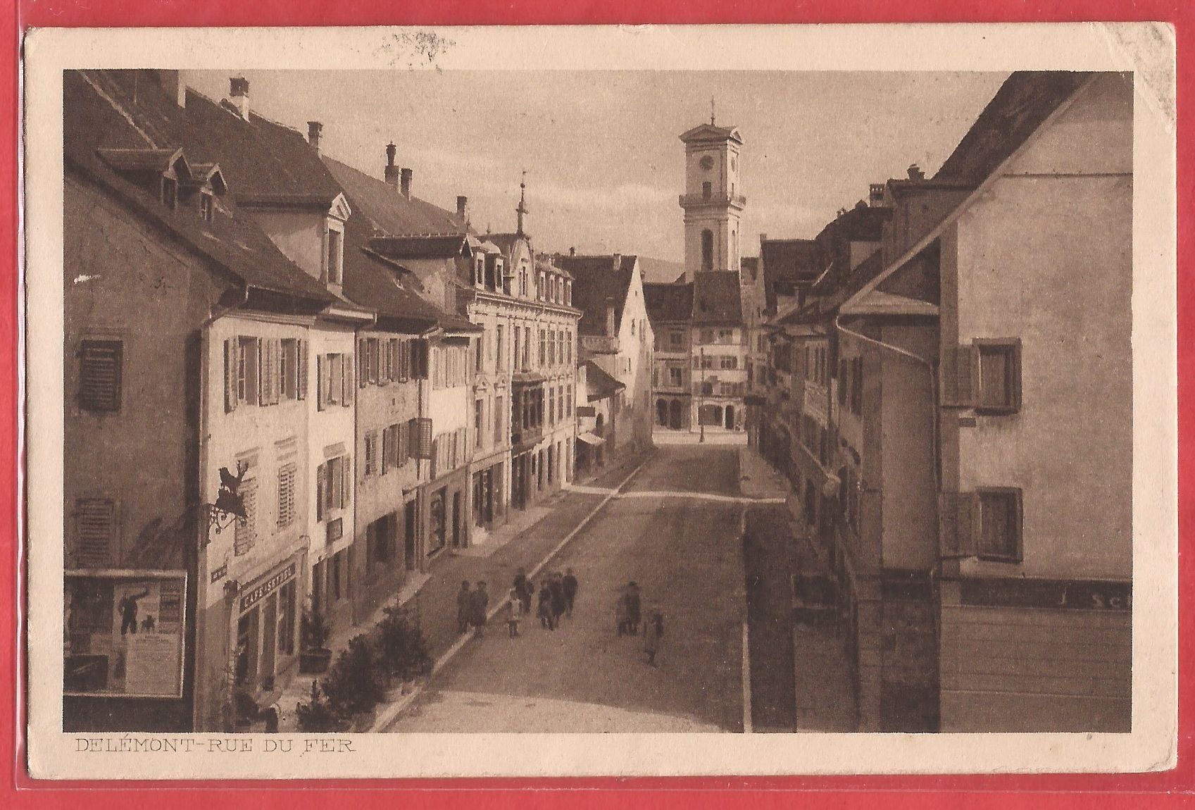Cartoline postali: Delémont - Rue du Fer - 1920 – Usato da Fislisbach venduto da Porano