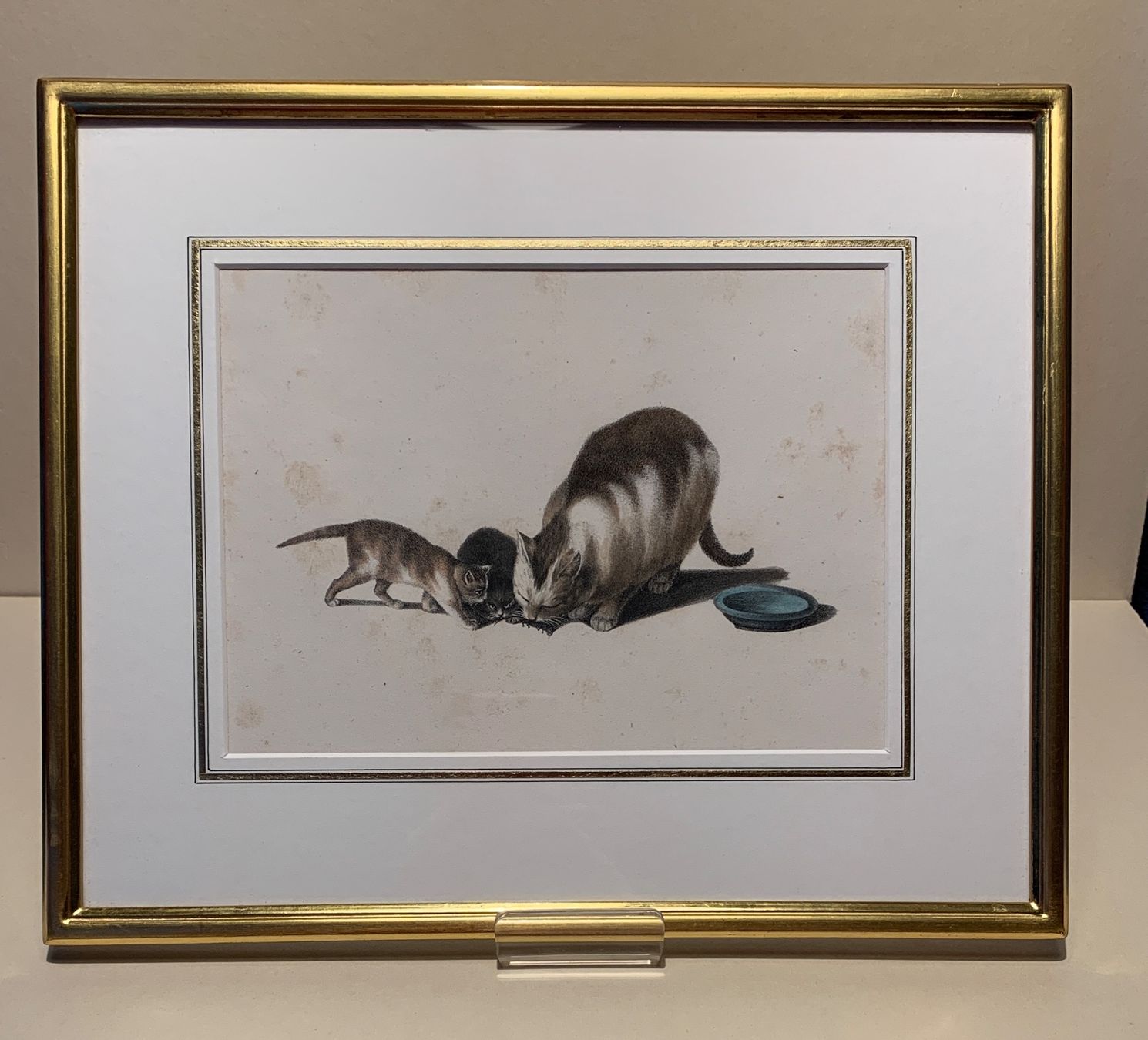 Grafiken & Lithographien: Chatte et ses petits qui mangent – Gebraucht aus Veytaux von Latourelle