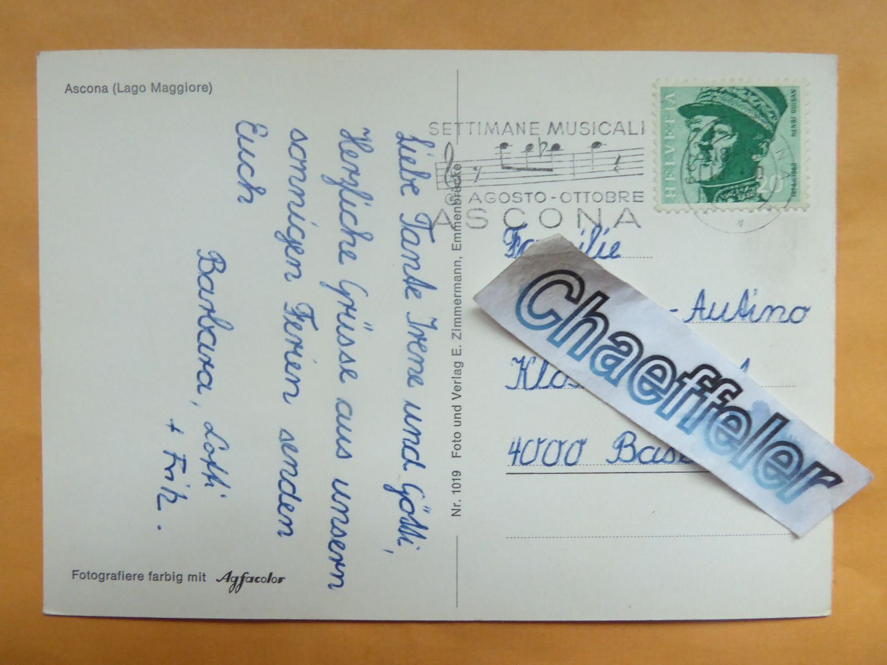 Cartoline postali: Ascona ( Lago Maggiore ) – Usato da Zürich venduto da Chaeffeler 1
