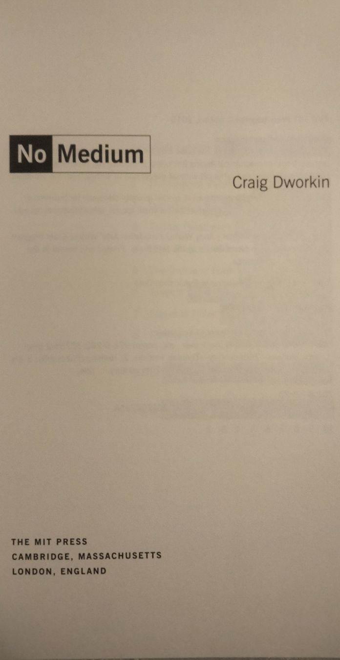 Bücher: No Medium - Craig Dworkin - Kunstbuch – Gebraucht aus Niederglatt ZH von Siegfried67 3