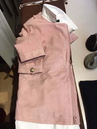 Doctor Feelgood kurze Wildleder Jacke rosa gefüttert Gr 38