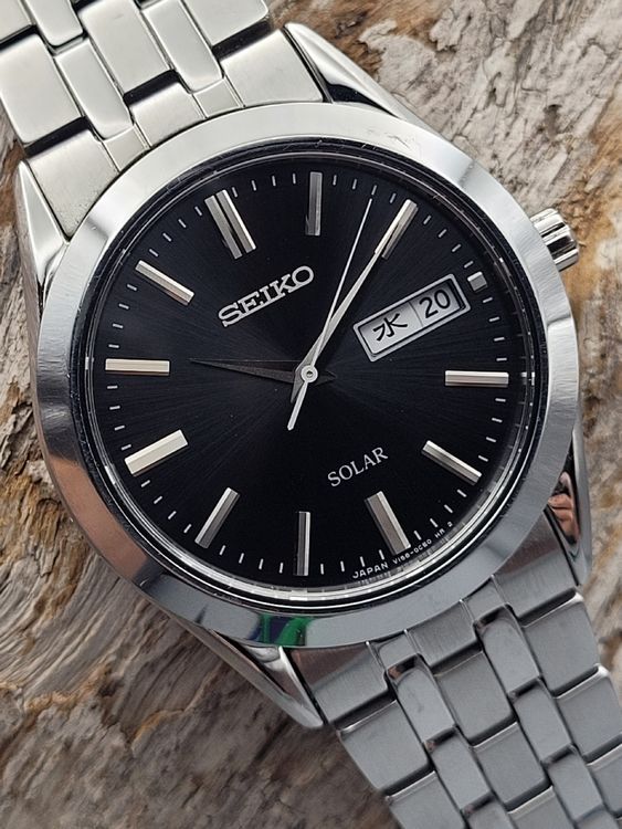 Stainless Steel Seiko Solar V158 0az0 Seiko Spirit Men's Black
