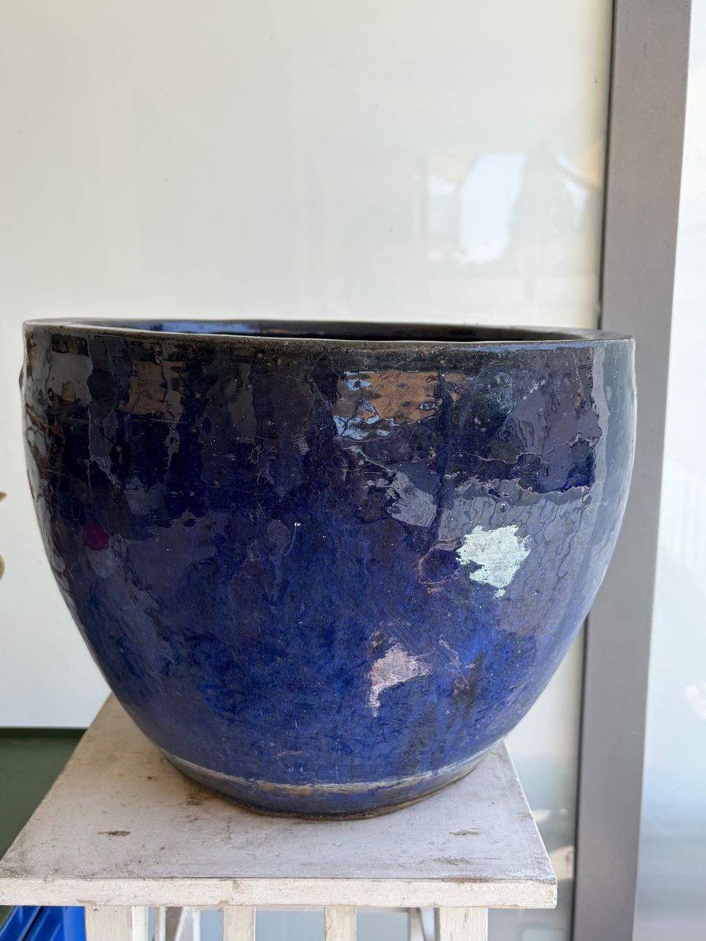 Blumentöpfe: Blumentopf blau glasiert, gross – Gebraucht aus Luzern von Lampion 4