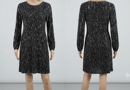 Robe Maje  plissée noir motif argenté taille 40