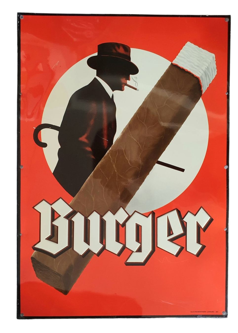 Schilder: altes BURGER Zigarren Blechschild – Gebraucht aus Flawil von JaguarXJSHE